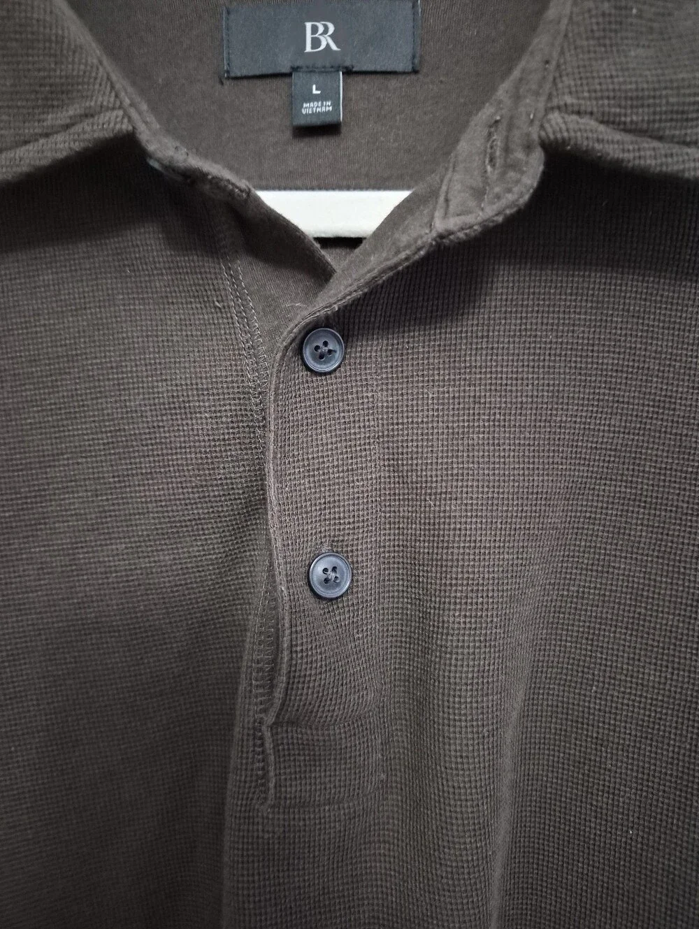 Banana Republic Waffle Long Sleeve Polo Brown Men Large